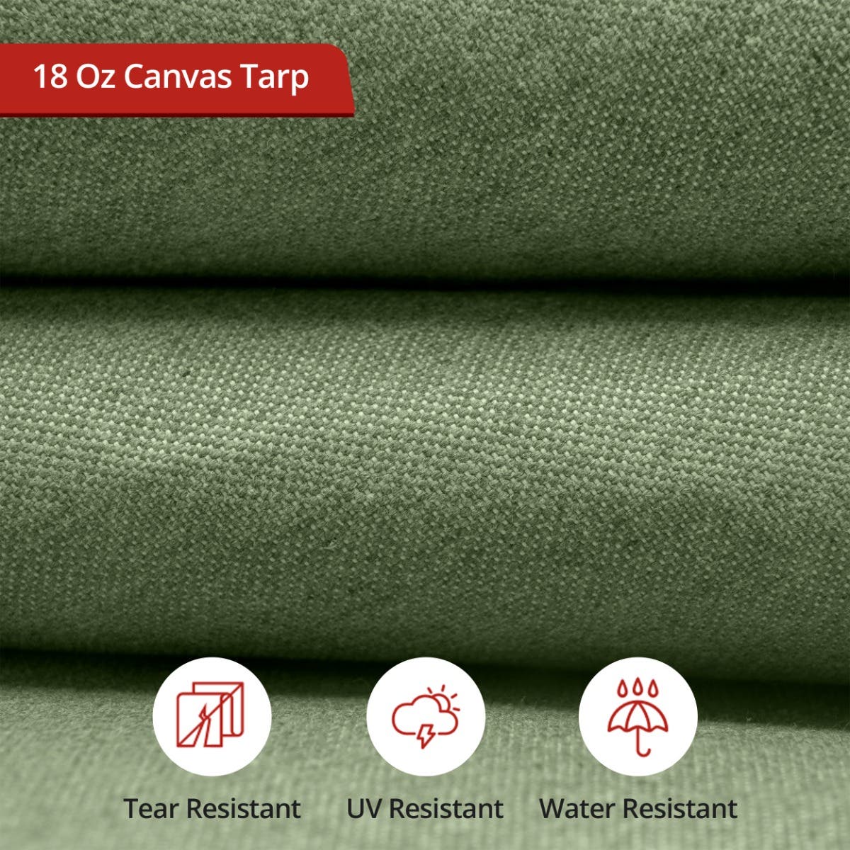 Water Resistant Canvas Tarp - Olive green